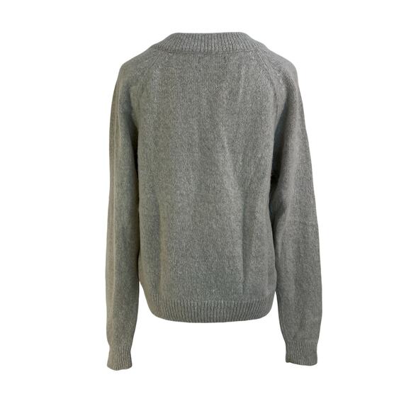 Nadaam Merino Wool & Cashmere Knit V Neck Sweater Gray - Picture 8 of 9